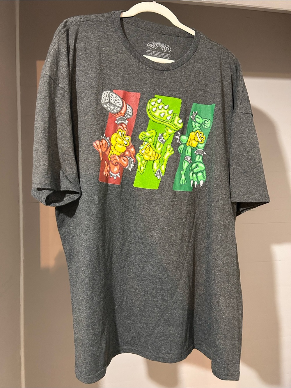 Battletoads Men’s Dark Gray Tee with Red, Lime & Green Panels